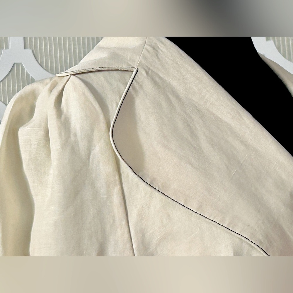 MARIMEKKO LARGE LINEN BLEND CREAM IVORY WHITE BLAZER JACKET VINTAGE DESIGNER - Picture 8 of 16